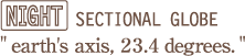 night sectional globe "earth's axis, 23.4 degrees."